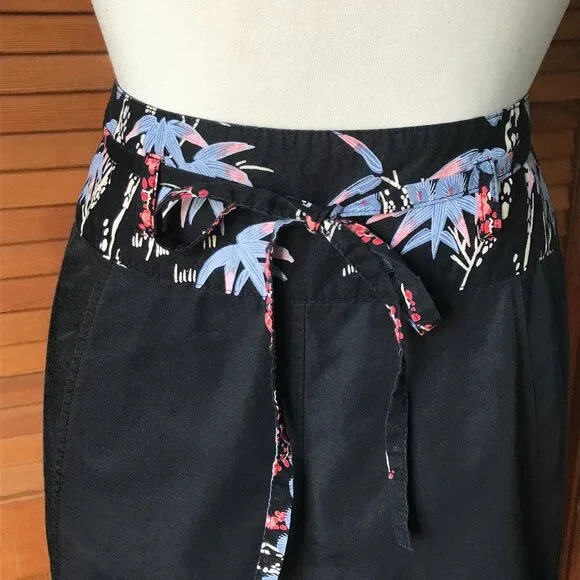 *Vintage* Goth Victorian Midnight Blue Obi Belt Skirt - Picture 2 of 7